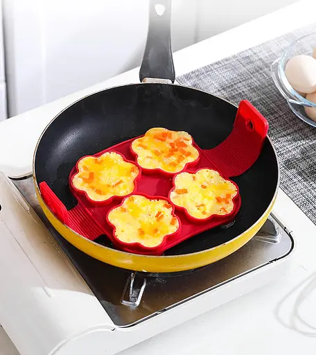 Набір з 3 силіконових форм для приготування оладок та яєчні у вигляді сердечок, квіточок та квадратиків, A-plus 86041 - фото 10