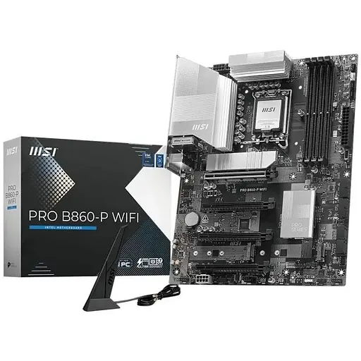 Материнская плата MSI PRO LGA1851, B860-P WIFI, B860, 4xDDR5, 1xPCI-E 5.0 x16, 3xPCI-E 4.0 x16, 4xSATA3, 3xM.2, ALC897, Realtek 8126 5Gb, WiFi 7, Bluetooth 5.4, HDMI/DP/Type-C, ATX - фото 2