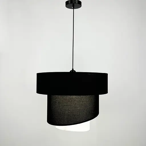 Дизайнерская люстра IONOS 2 с текстильным абажуром Line.F MJ 159-500 BK+BK+WT - фото 6