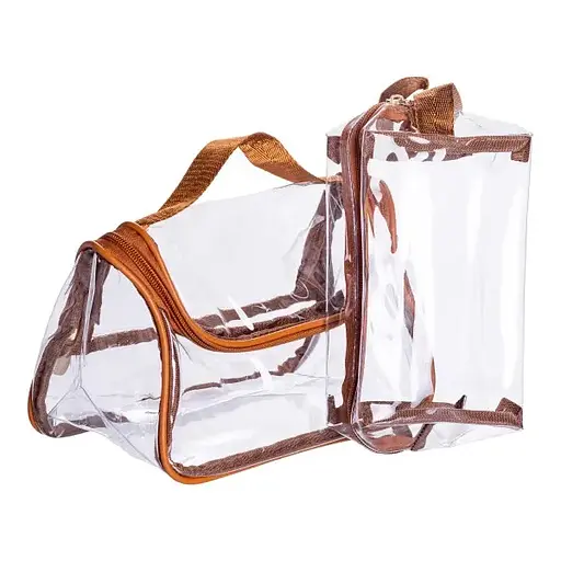 Набір косметичок Yiwu HP-16-3K 23.5х13х16 см / 18х8х10.5 см водонепроникні 2 шт. прозорі - фото 2