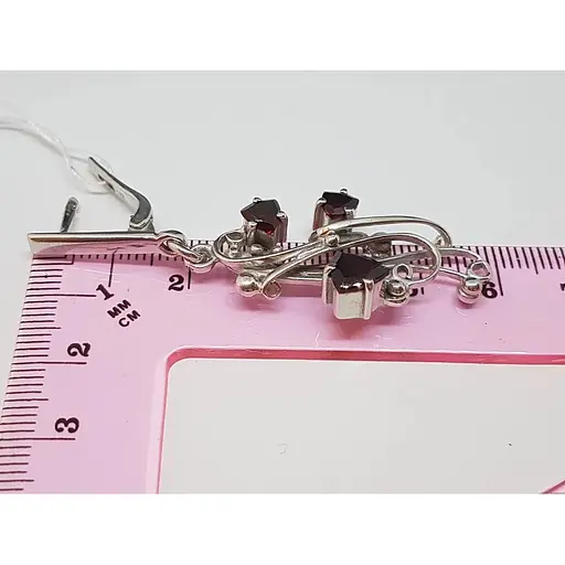 Срібні сережки Агні Срібні ноти з гранатом. 2558 - фото 5