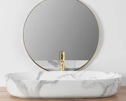 Умивальник Rea Cleo 81 накладний білий/мармур REA-U8403, Мармур - фото 4