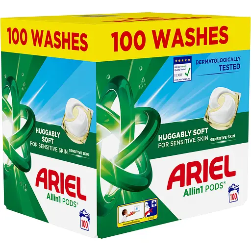 Набор стиральных капсул Ariel Все-в-1 Для чувствительной кожи 100 шт. (2 уп. х 50 шт.) - фото 2