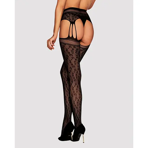 Сетчатые чулки-стокинги под леопард Obsessive Garter stockings S817 S/M/L - фото 2