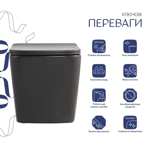 Унитаз подвесной Qtap Tern Ultra Quiet, с сиденьем Slim Duroplast/Soft-close/Quick relase QT17332303ASAN - фото 2