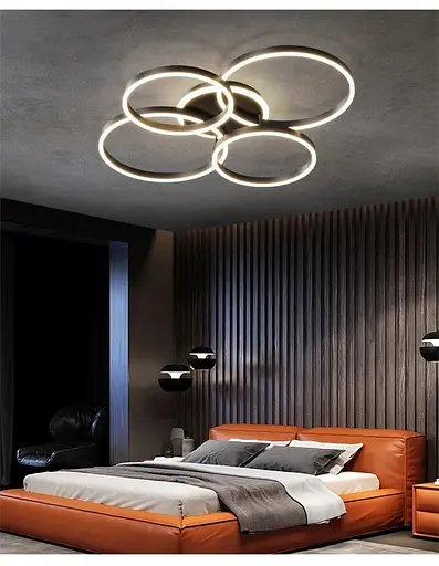 Чорна стельова LED люстра Anelli на 4 кільця | Line F | Арт. A8008/2+2 BK - фото 3