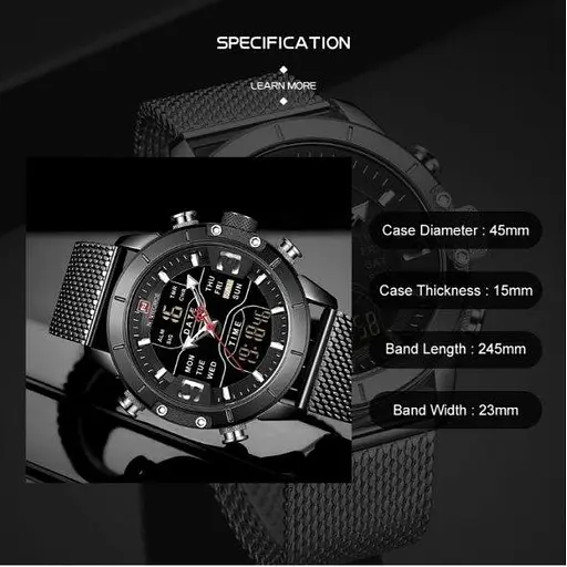 Мужские наручные часы Naviforce Tesla Black NF9153 - фото 7