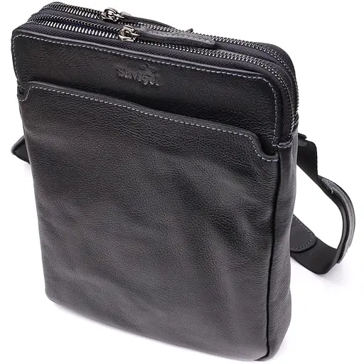 Стильна чоловіча сумка через плече із дрібнозернистої натуральної шкіри. SHVIGEL 19,5х25х5 см sum0027422 - фото 1
