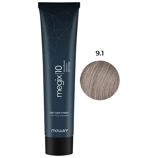 Краска для волос с низким содержанием аммиака Megix10 Mowan 9.1 очень светлый пепельный блонд 100 мл - фото 1
