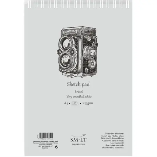 Альбом для эскизов на спирали SM-LT Art Authentic (Bristol) 185г/м2 50л белая и гладкая бумага - фото 2