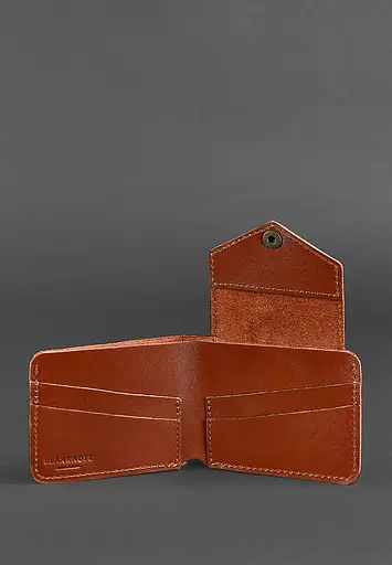 Кожаное портмоне 4.2 на кнопке светло-коричневое. - фото 4