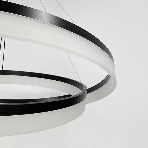 Современная подвесная LED люстра в черном каркасе на два кольца 80 и 60 см Ст. M 2702-800+600 BK Line F - фото 3