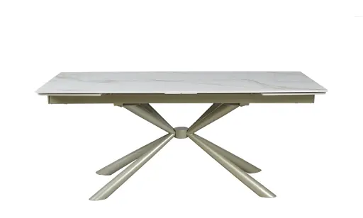 Стіл Рим обідній розкладний білий глянець 1800/2600x900x750 ноги шампань - фото 2