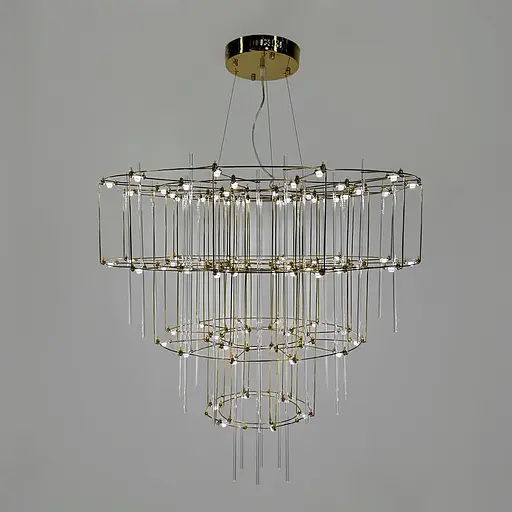 Невесомая золотая трехъярусная люстра Ø 80 см Ст. MJ205-800 Titanium | Line F - фото 8