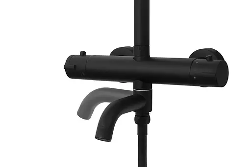 Душова система Corsan Lugo black mat з термостатом та виливом CMN017TBL, Чорний матовий - фото 7