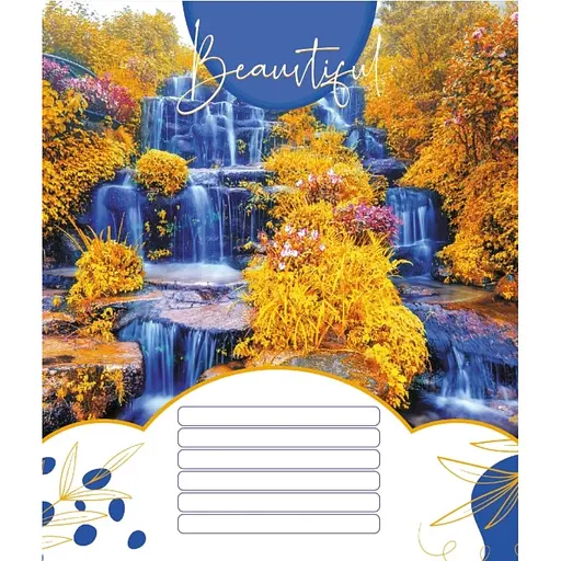 Тетрадь ученическая "Красивые водопады" Leader 018-530100K-2 в клеточку, 18 листов - фото 1