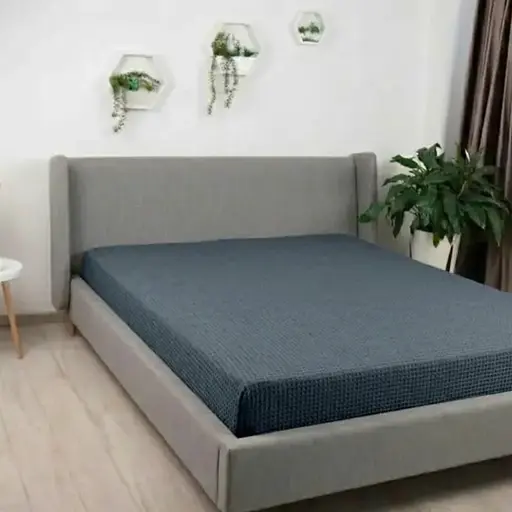 Простирадло Бамбук Темно-сіро-блакитне м'яке завдовжки 2,00 × 2,30 м для двоспального різання - фото 1