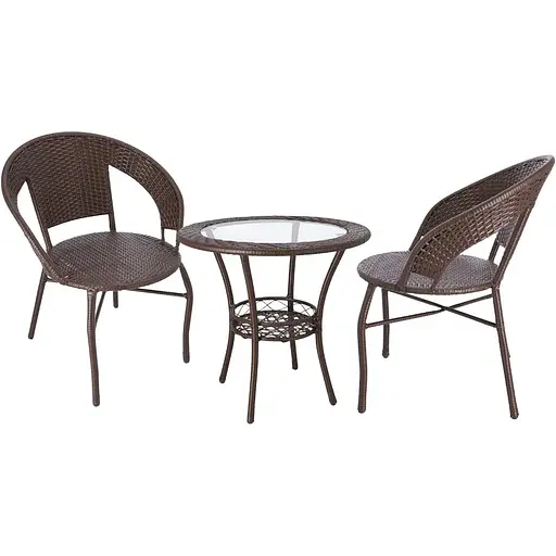 Набір садових меблів Jumi Saturn стіл та 2 стільці коричневий