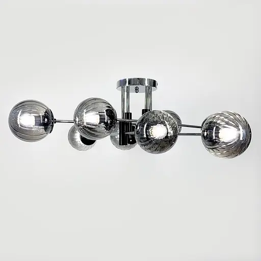 Люстра стельова в хромованому корпусі на 8 графітових плафонів Ø 85 см | Арт. 51797/8 CH+BK+GR | Line F - фото 1