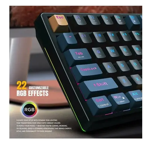 Клавіатура ігрова механічна бездротова JEDEL WKL102 Tri-Mode Hot-Swap Swich Black - фото 6