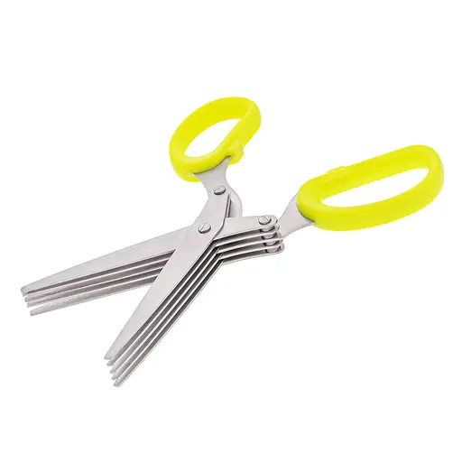 Кухонные пятислойные ножницы для нарезки зелени и шинковки с мультилезвием, Kitchen Master Салатовый 86301 - фото 1