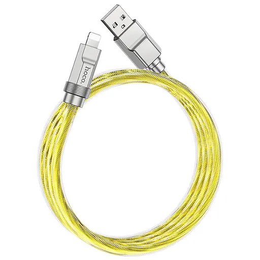 Дата кабель Hoco U113 Solid 2.4A USB to Lightning (1m) Gold - фото 2