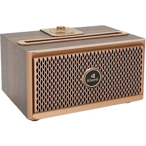 Колонка Kisonli G1 Bluetooth 5.0, 2х10W, 1500mAh, USB/TF/BT/FM/AUX, DC: 5V, Dark wood (Brown), BOX, Q24 - фото 1