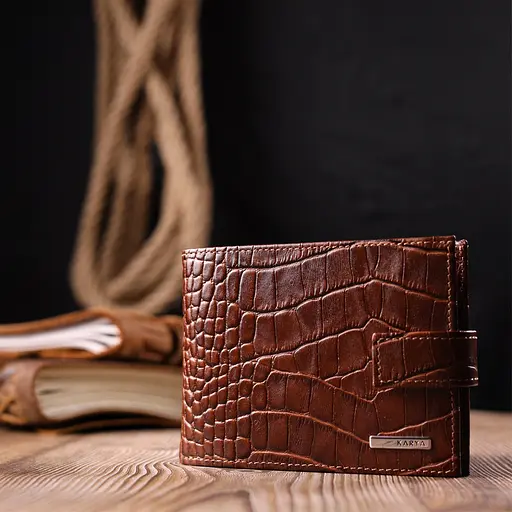 Чоловічий шкіряний гаманець KARYA 13х9.2х2 см acs0023990 - фото 7