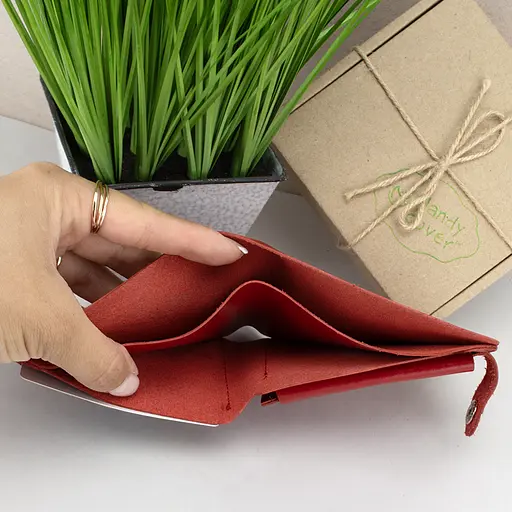 Гаманець жіночий маленький шкіряний на кнопці Handycover HC0042 червоний - фото 4