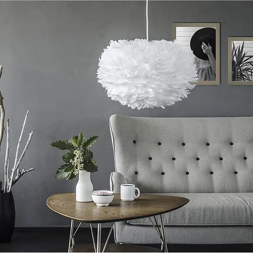 Светильник с натуральными перьями белого цвета Ø 60 см | Ст. AS 136-600 WT Line F - фото 3