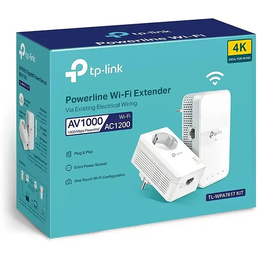 Комплект адаптерiв TP-Link Powerline TL-WPA7617KIT AV1000, 1xGE, AC1200, (TL-WPA7617 1шт, TL-PA7017P 1шт), MESH - фото 3