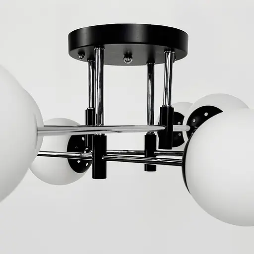 Потолочная люстра на 8 белых плафонов Ø 80 см | Ст. 91177/8 CH+BK+WT | Line F - фото 4