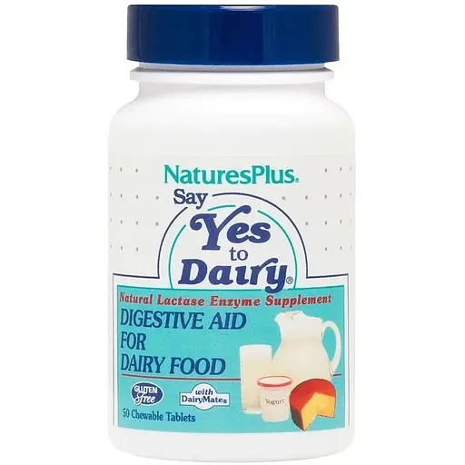 Ферменти лактази Natures Plus Say Yes to Dairy, 50 жувальних таблеток для підтримки травної системи