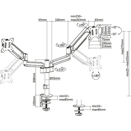 Настільне кріплення для моніторів OfficePro MA722B 17`-32` Black [148291] - фото 9