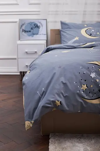 Комплект постільної білизни Moon&Star полуторний 143х210 наволочки 4х70х70 Stars Бязь Gold Люкс - фото 5