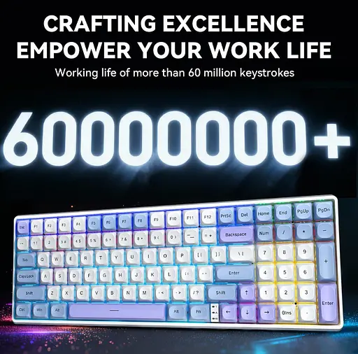 Клавіатура ігрова Aula S-100 PRO Wireless White-Blue ENG/UKR Red Switch Hot-Swap USB, 2.4G, Bluetooth - фото 10