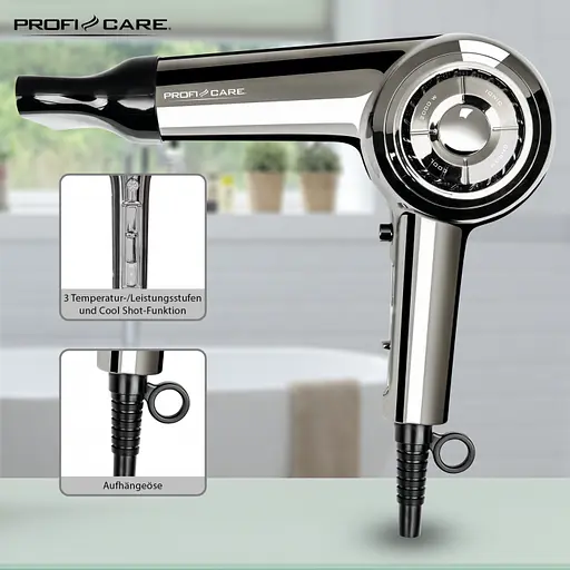 Фен для волосся хромований Profi Care PC-HT 3033 - фото 2