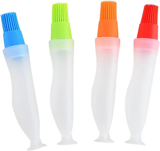 Пензлик кондитерський силіконовий з ємністю для олії маслянка з дозатором 17 см, A-plus Червоний 86901 - фото 3