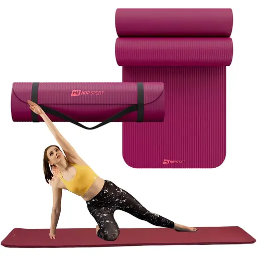 Коврик для йоги Hop-Sport HS-NB015GM NBR 1,5см ягодный - фото 7