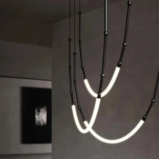 Дизайнерський світильник LEDA на 3 підвіси Line F MBJ 1-950*2000-3 BK - фото 1