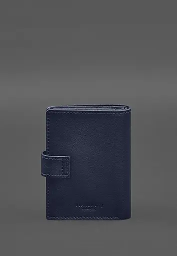 Кожаная обложка-портмоне для военного билета офицера запаса (узкий документ) Синий - фото 8