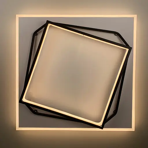 Стельовий світильник Square у чорно-білому каркасі | Арт. S 20-500*500 BK+WT | Line F - фото 3