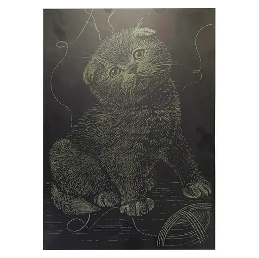 Гравюра А4 "Кот" ГрА4-18з эконом вариант в пакете 29,7х21 см