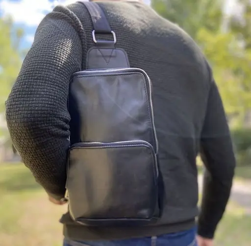 Чоловіча шкіряна сумка-слінг Newery 31х20х10 см sum0022251 - фото 2