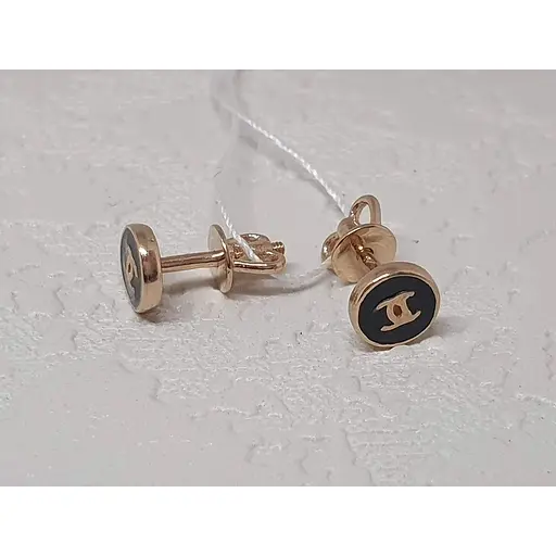 Золоті сережки-пуссети Favoritum з емаллю. 210103 - фото 3