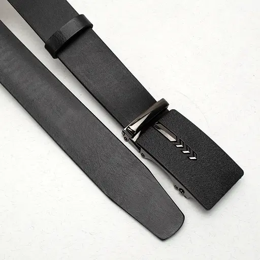 Ремень батальный кожаный мужской черный на автомате SF-3417 XXL (145 см) - фото 3