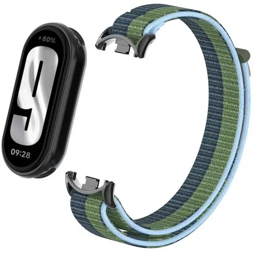 Ремінець Amazfeel для фітнес-браслета Mi Band 8 та 9 нейлоновий зелений та синій