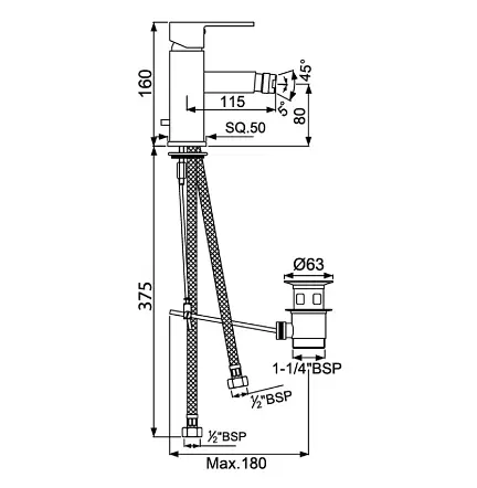 Змішувач для біде Jaquar Kubix F KUB-CHR-35213FB Хром - фото 2
