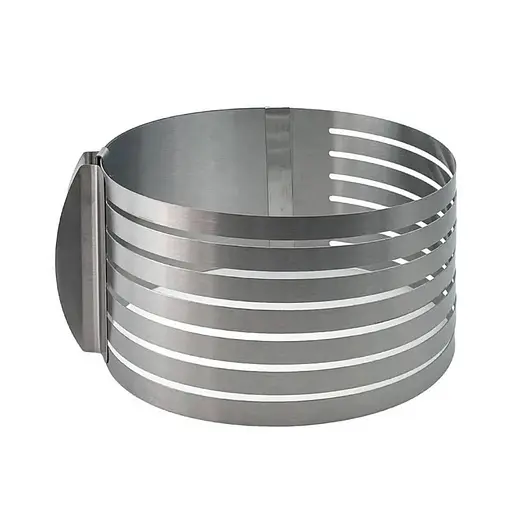 Розсувна форма кільце кондитерське з прорізами слайсер для нарізки коржів бісквіту 16-20 см (H 8.5 см), Kitchen Master Сірий 86336 - фото 1