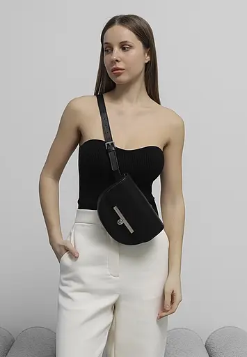Жіноча шкіряна сумка поясна-кроссбоді Bridget чорна - фото 8